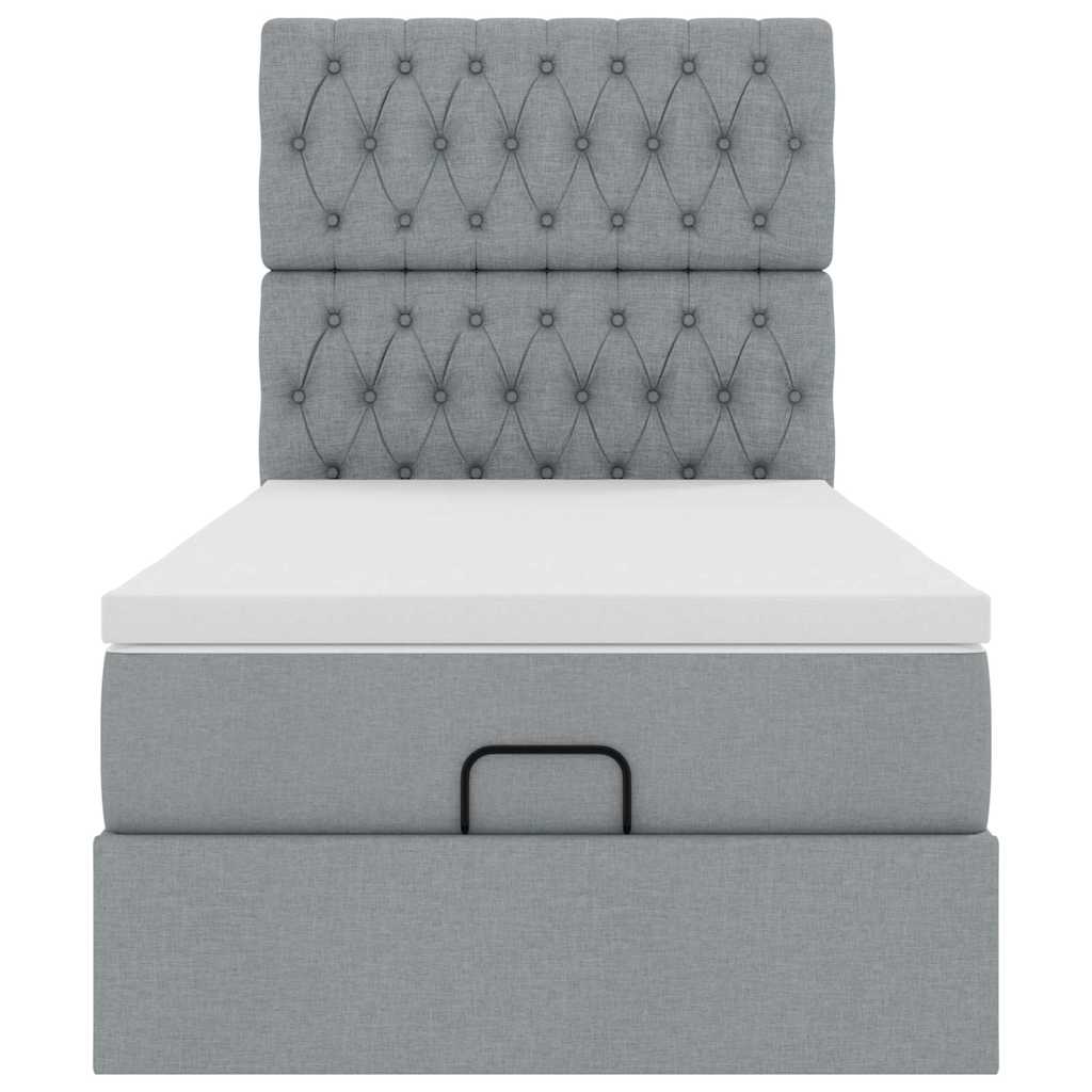 Cadre de lit ottoman avec matelas gris clair 80x200 cm tissu