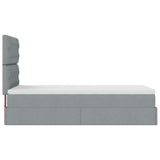 Cadre de lit ottoman avec matelas gris clair 80x200 cm tissu