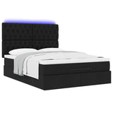 Cadre de lit ottoman avec matelas noir 140x190 cm tissu