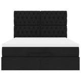 Ottoman bed frame with black mattress 140x190 cm fabric