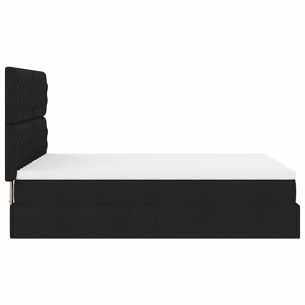 Ottoman bed frame with black mattress 140x190 cm fabric