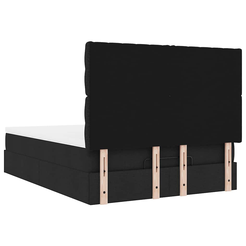 Ottoman bed frame with black mattress 140x190 cm fabric