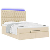 Cadre de lit ottoman avec matelas crème 140x190 cm tissu