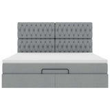 Cadre de lit ottoman et matelas gris clair 160x200cm tissu