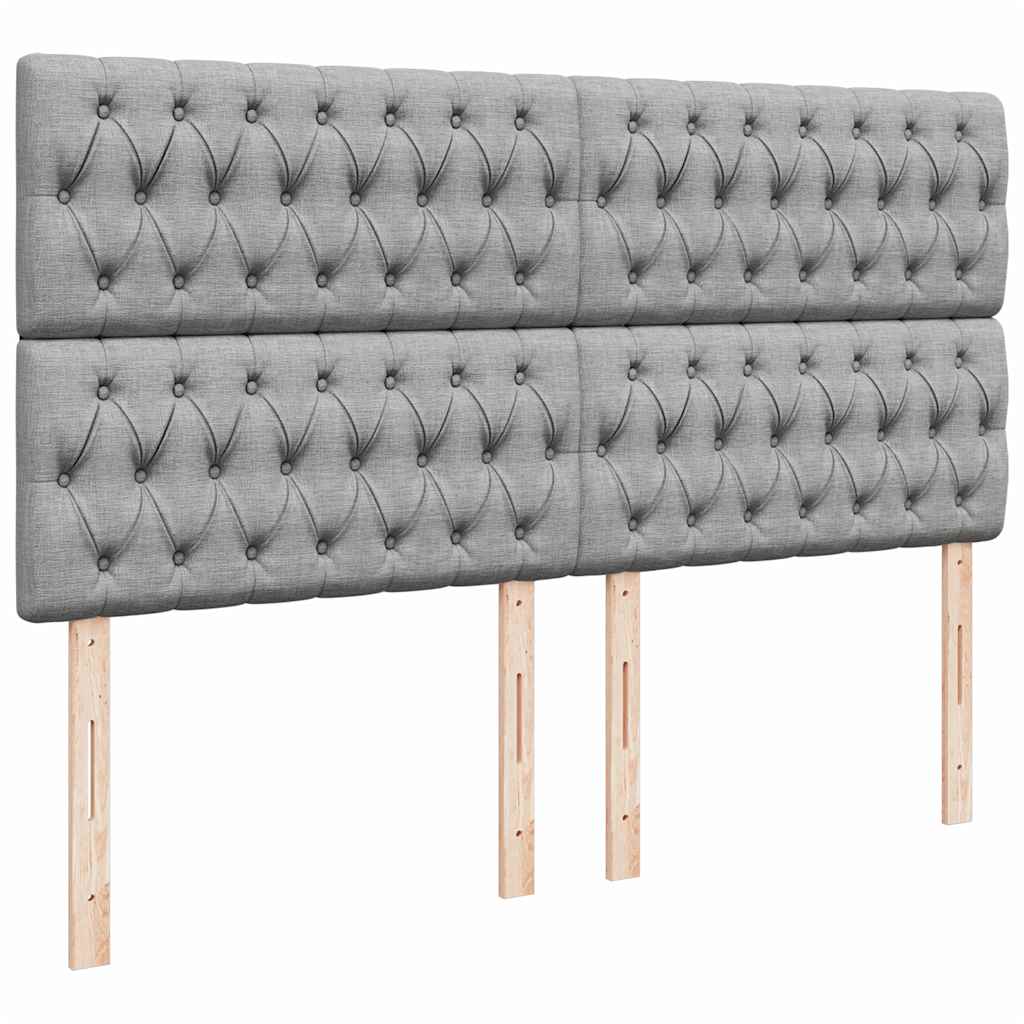 Cadre de lit ottoman et matelas gris clair 160x200cm tissu