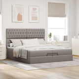 Cadre de lit ottoman avec matelas taupe 200x200cm tissu