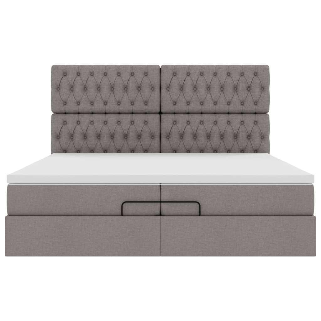 Cadre de lit ottoman avec matelas taupe 200x200cm tissu