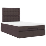 Ottoman bed frame with dark brown mattress 120x190 cm fabric