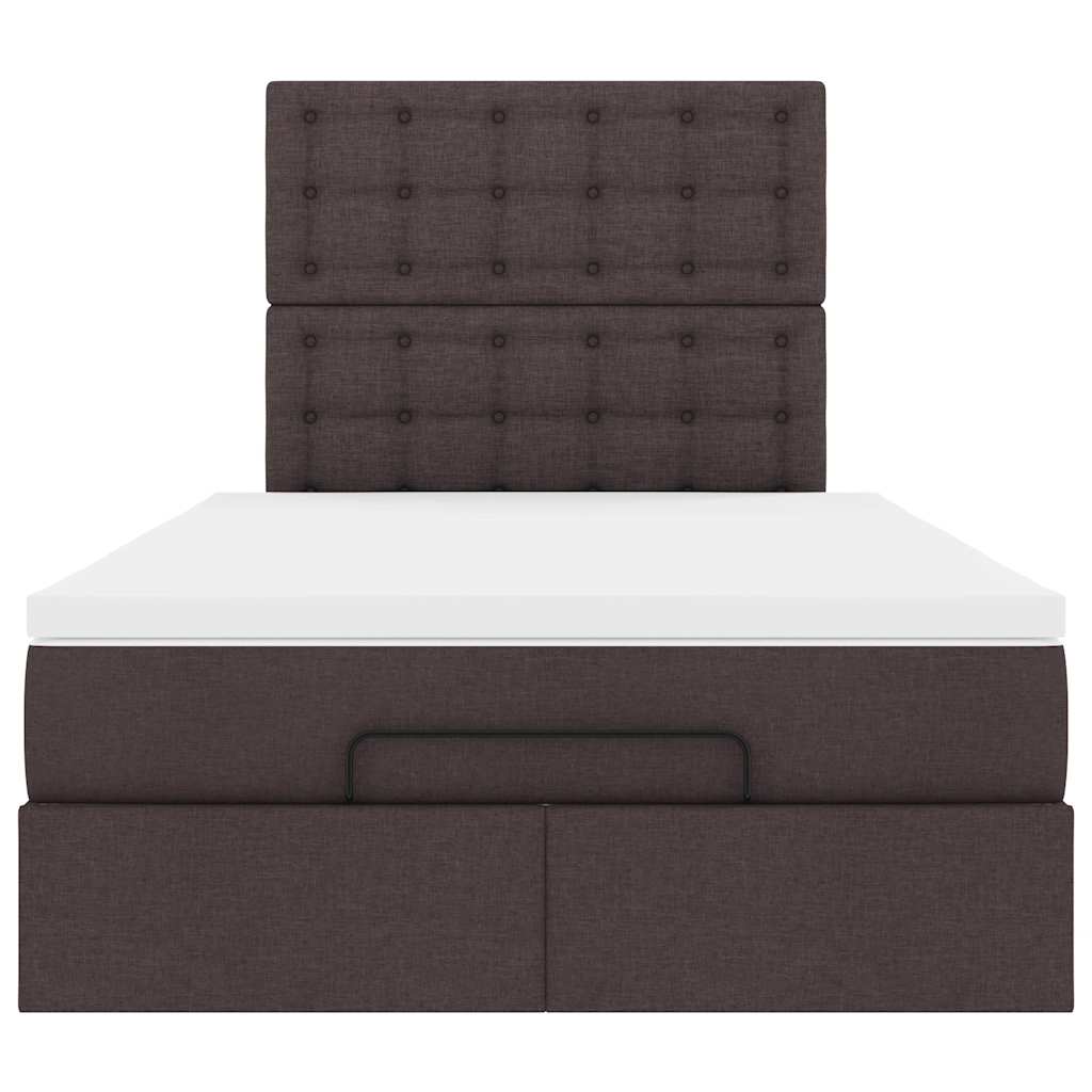 Cadre de lit ottoman avec matelas marron foncé 120x190 cm tissu