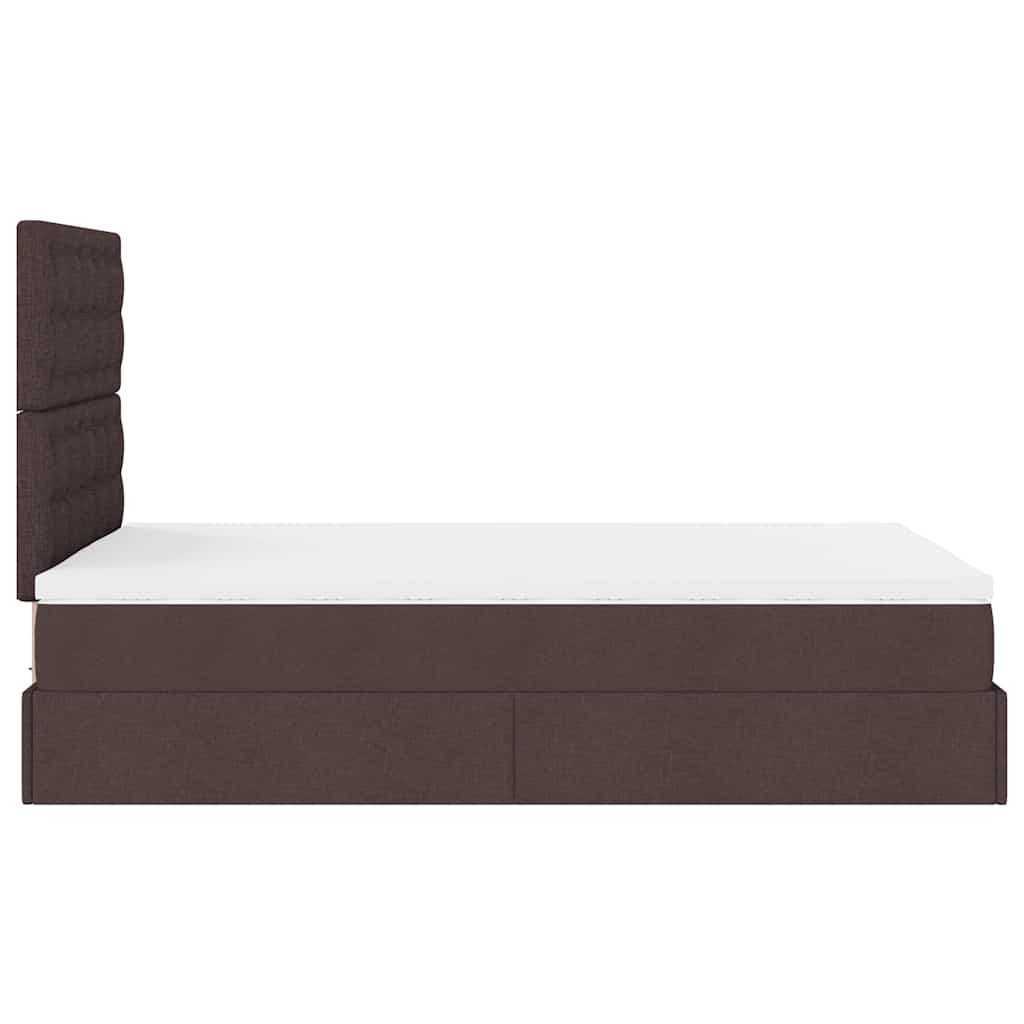 Cadre de lit ottoman avec matelas marron foncé 120x190 cm tissu