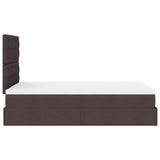 Cadre de lit ottoman avec matelas marron foncé 120x190 cm tissu