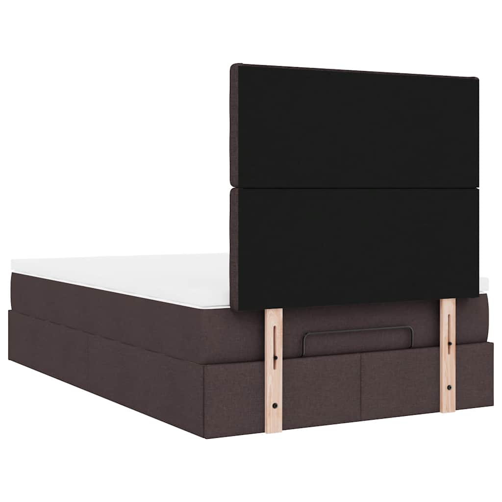 Ottoman bed frame with dark brown mattress 120x190 cm fabric