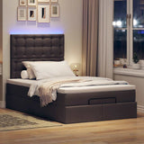 Ottoman bed frame with dark brown mattress 120x190 cm fabric