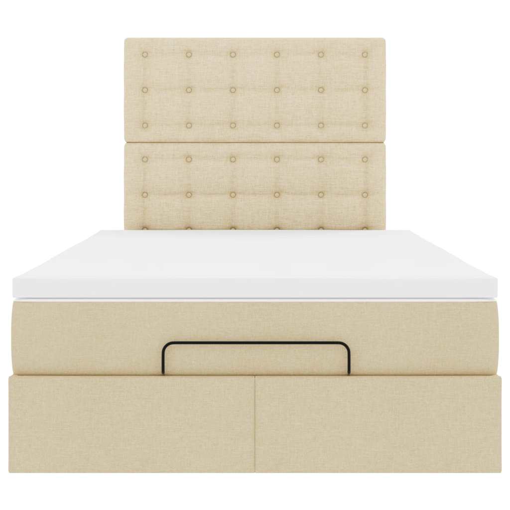 Cadre de lit ottoman avec matelas crème 120x190 cm tissu