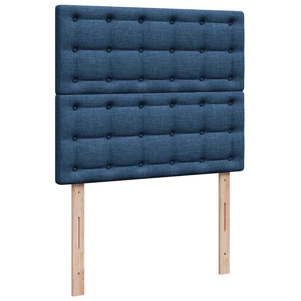 Cadre de lit ottoman avec matelas bleu 120x190 cm tissu