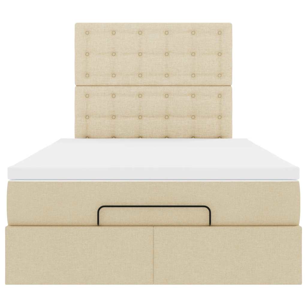 Cadre de lit ottoman avec matelas crème 120x200cm tissu