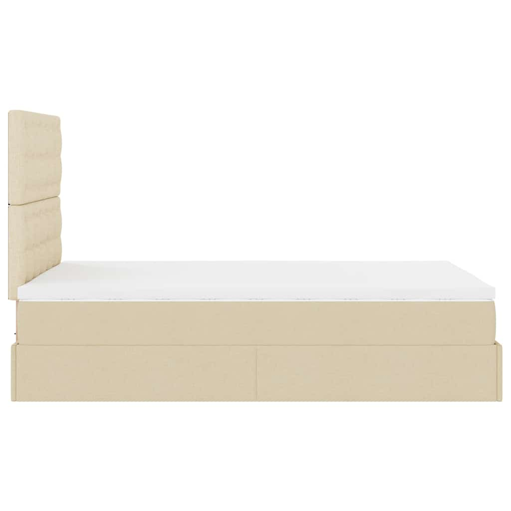 Cadre de lit ottoman avec matelas crème 120x200cm tissu