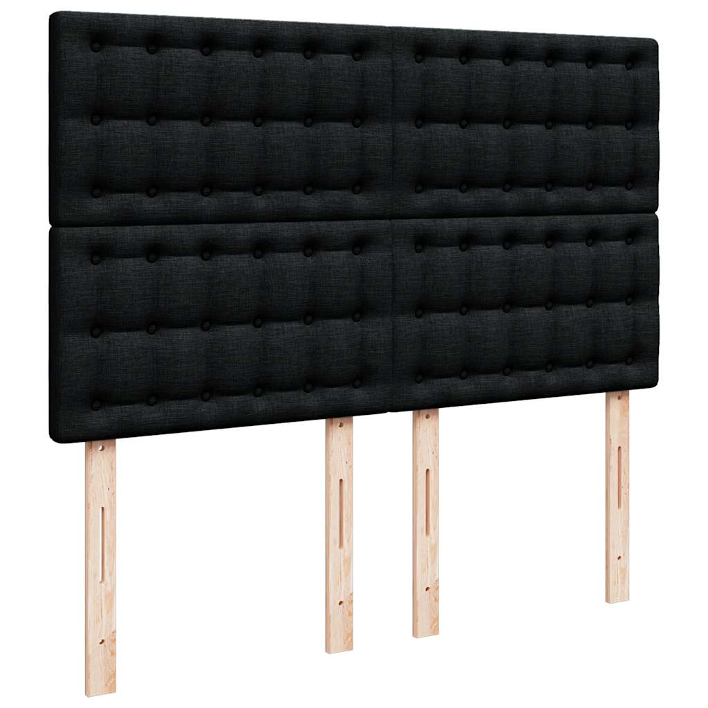 Cadre de lit ottoman avec matelas noir 140x190 cm tissu