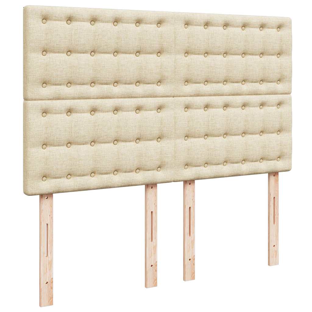 Cadre de lit ottoman avec matelas crème 140x190 cm tissu