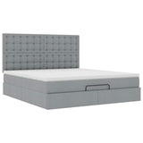 Cadre de lit ottoman et matelas gris clair 160x200cm tissu