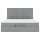 Cadre de lit ottoman avec matelas taupe 180x200 cm tissu