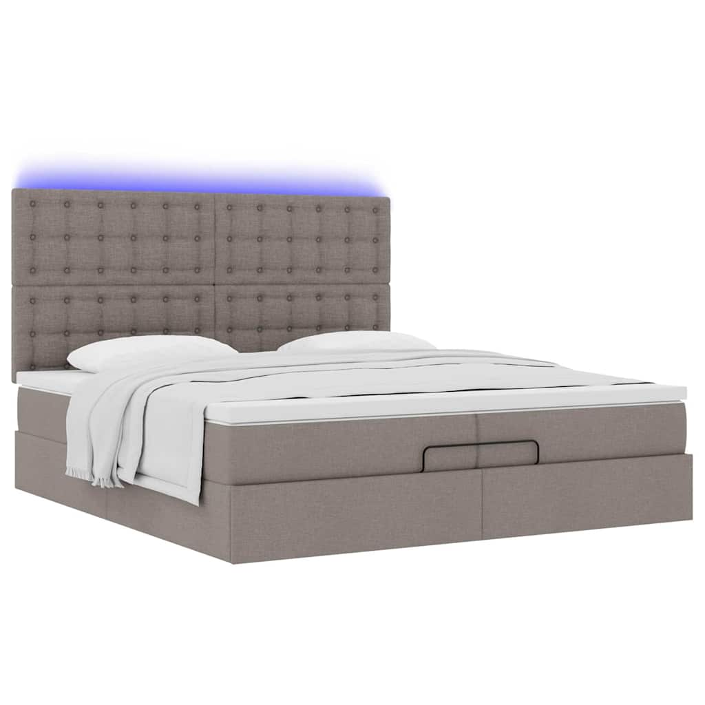 Cadre de lit ottoman avec matelas taupe 200x200cm tissu