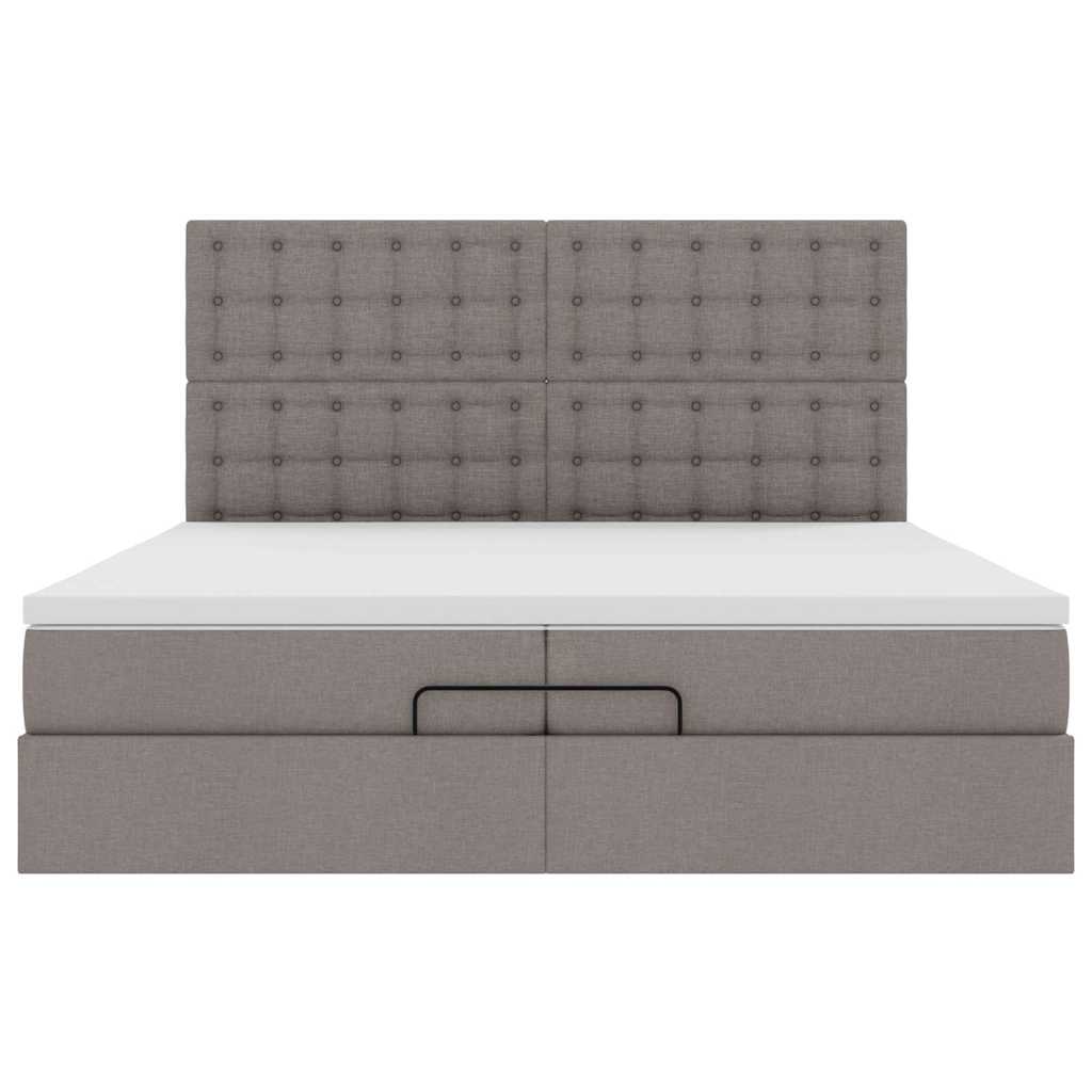 Cadre de lit ottoman avec matelas taupe 200x200cm tissu