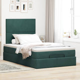 Cadre de lit ottoman avec matelas vert foncé 120x200 cm velours