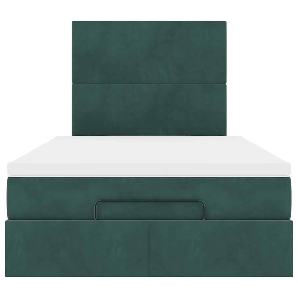 Cadre de lit ottoman avec matelas vert foncé 120x200 cm velours