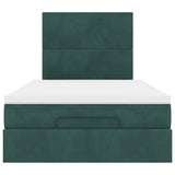 Cadre de lit ottoman avec matelas vert foncé 120x200 cm velours