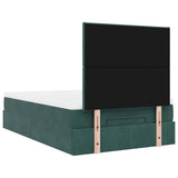 Cadre de lit ottoman avec matelas vert foncé 120x200 cm velours