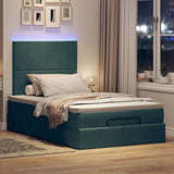 Cadre de lit ottoman avec matelas vert foncé 120x200 cm velours