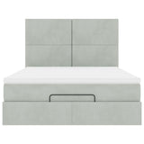 Cadre de lit ottoman et matelas gris clair 140x190 velours