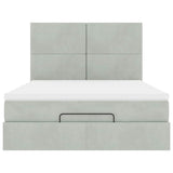 Cadre de lit ottoman avec matelas gris clair 140x200 cm velours