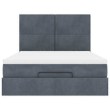 Cadre de lit ottoman avec matelas gris foncé 140x200 cm velours