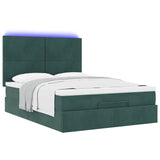 Cadre de lit ottoman avec matelas vert foncé 140x200 cm velours