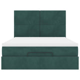 Cadre de lit ottoman avec matelas vert foncé 140x200 cm velours