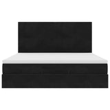 Cadre de lit ottoman avec matelas noir 160x200 cm velours