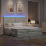 Cadre de lit ottoman et matelas gris clair 180x200cm velours