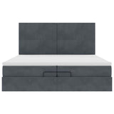 Cadre de lit ottoman avec matelas gris foncé 200x200 cm velours