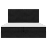 Cadre de lit ottoman avec matelas noir 200x200cm velours