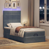 Ottoman bed frame with dark gray mattress 80x200 cm velvet