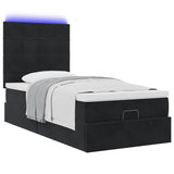 Cadre de lit ottoman avec matelas noir 90x190 cm velours