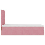 Cadre de lit ottoman avec matelas rose 90x190 cm velours