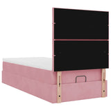 Cadre de lit ottoman avec matelas rose 90x190 cm velours