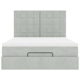 Cadre de lit ottoman et matelas gris clair 140x190 velours