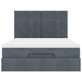 Cadre de lit ottoman avec matelas gris foncé 140x190 cm velours