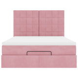 Cadre de lit ottoman avec matelas rose 140x190 cm velours