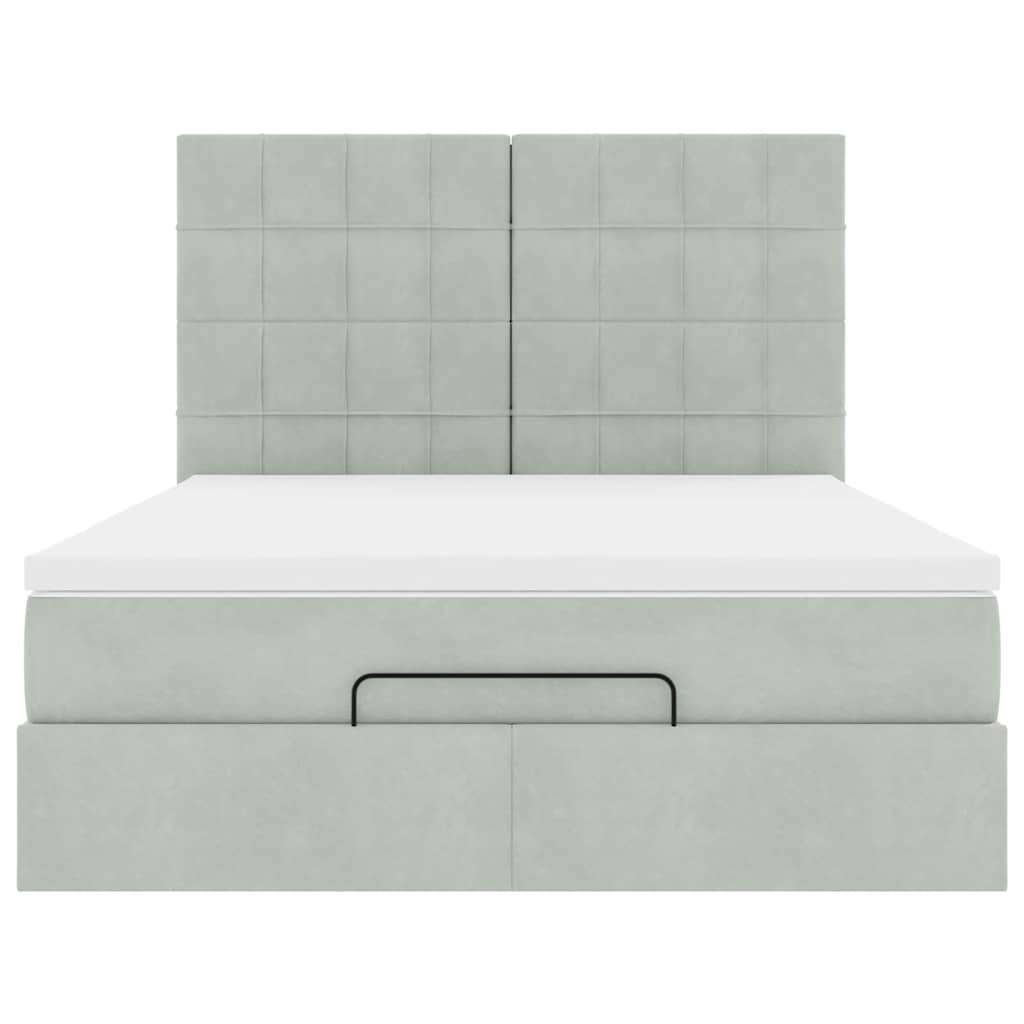 Cadre de lit ottoman avec matelas gris clair 140x200 cm velours