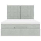 Cadre de lit ottoman avec matelas gris clair 140x200 cm velours